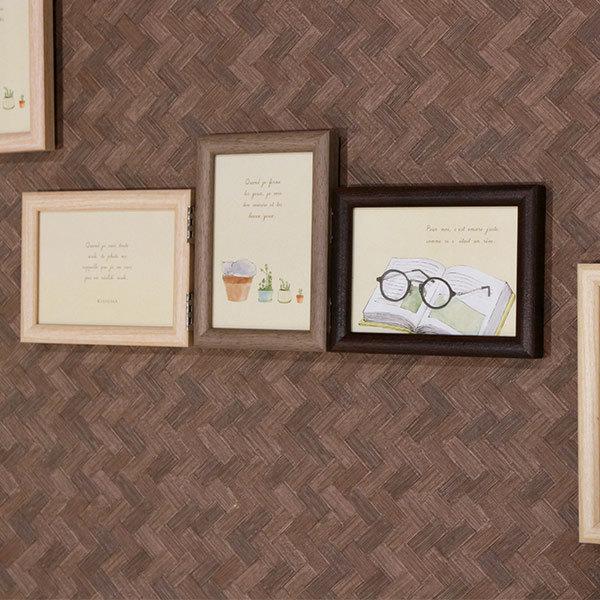 フォトフレーム L判 多面 3枚 木製風 壁掛け 卓上 写真立て BRUN