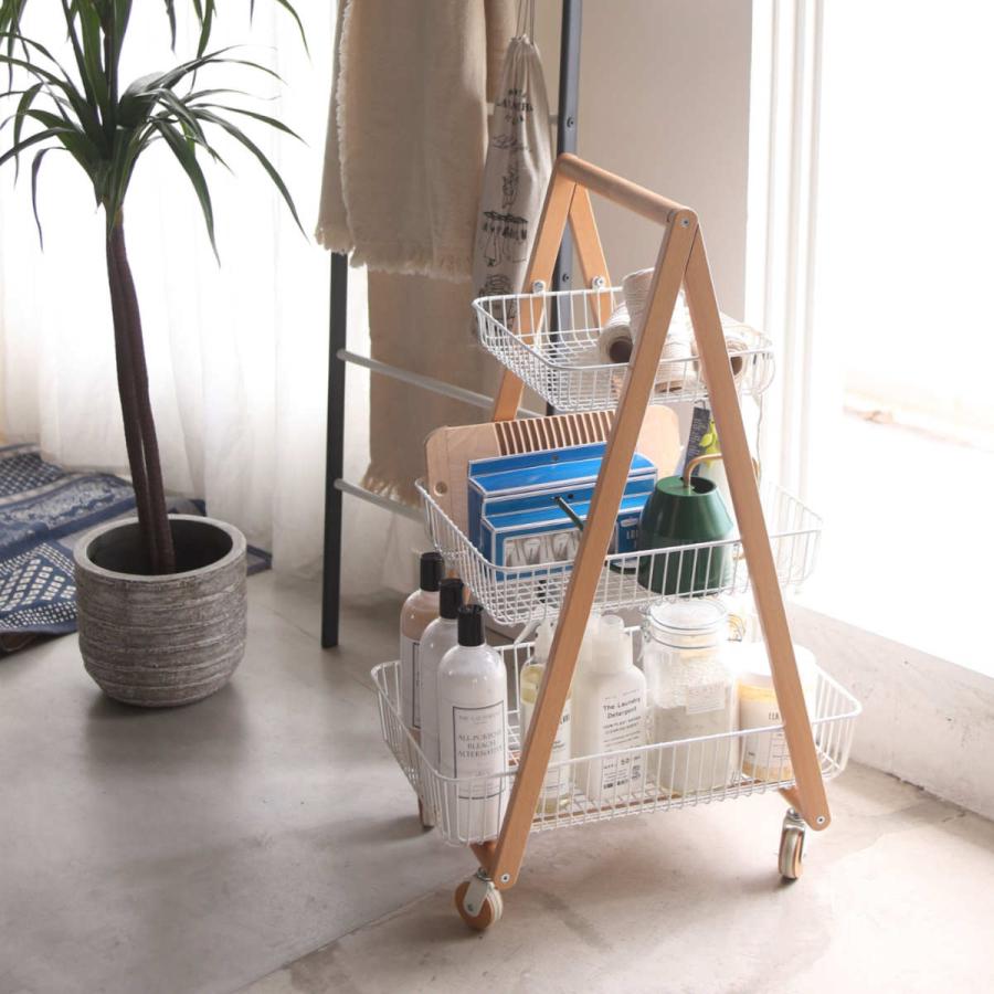 バスケットスター他 ナチュラルキッチン バスケットワゴン 幅55cm 3段 ワイヤーカゴ ナチュラルデザイン Sylph