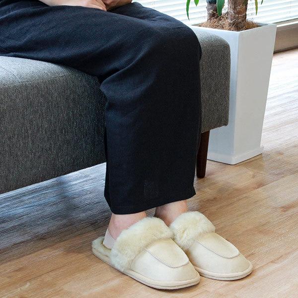 羊毛ムートンスリッパ HAGiHARA（萩原） スリッパ ムートン 羊毛皮 天然 冬 （ ムートン