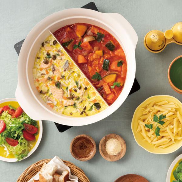 和平フレイズ 両手鍋 30cm IH対応 仕切り付き ベジート・プラスオン 二