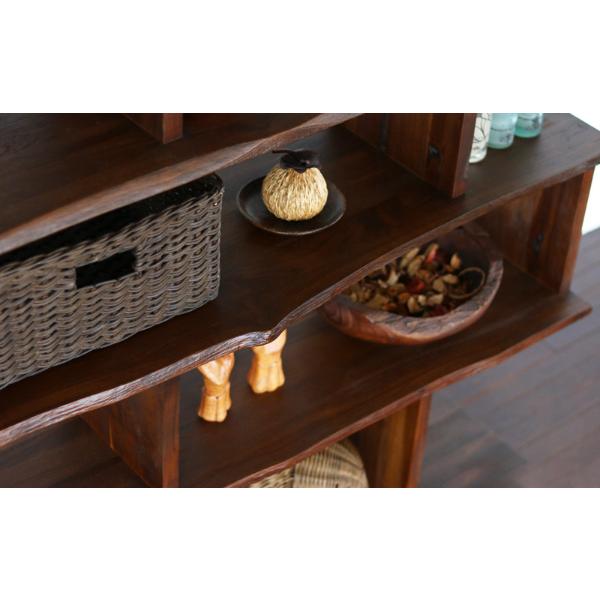 オープンラック ジグザグ 5段 天然木 チーク材 幅105cm （ ラック 収納