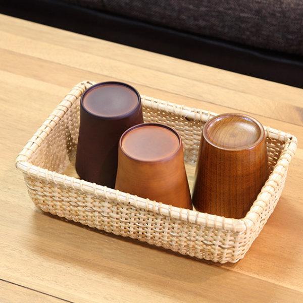 ちどり産業 バスケット 幅26×奥行17×高さ7cm 籐 ラタン ナンタケット風