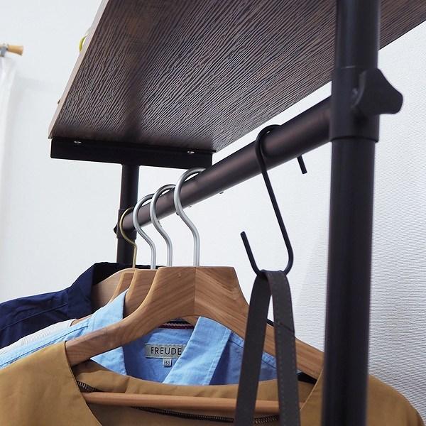 ハンガーラック 突っ張り 幅90cm 棚付き （ スリム 壁面 突っ張りラック ラック 突っ張りハンガーラック 壁面収納 衣類収納 洋服掛け ）