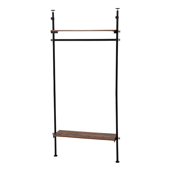 ハンガーラック 突っ張り 幅90cm 棚付き （ スリム 壁面 突っ張りラック ラック 突っ張りハンガーラック 壁面収納 衣類収納 洋服掛け ）