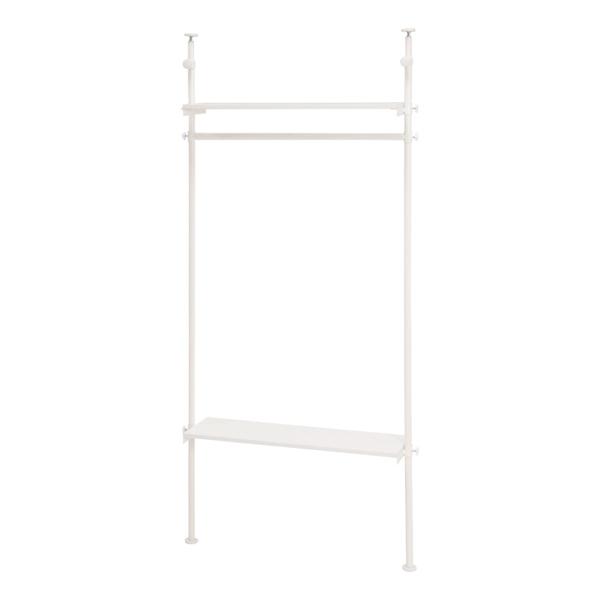 ハンガーラック 突っ張り 幅90cm 棚付き （ スリム 壁面 突っ張りラック ラック 突っ張りハンガーラック 壁面収納 衣類収納 洋服掛け ）