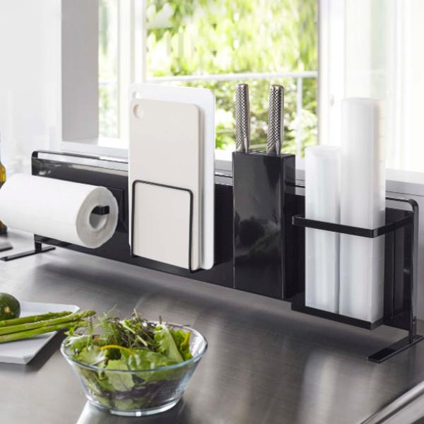 特典付き 山崎実業 tower キッチン自立式スチールパネル タワー 横型 （ 4903208051262 キッチン収納 キッチンラック コンロサイド収納 シンクサイド収納 ） | tower | 20