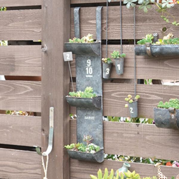 ブリキ壁掛け プランター 壁掛け ティントリプルポケット 幅10.2×奥行7.8×高さ49.3cm