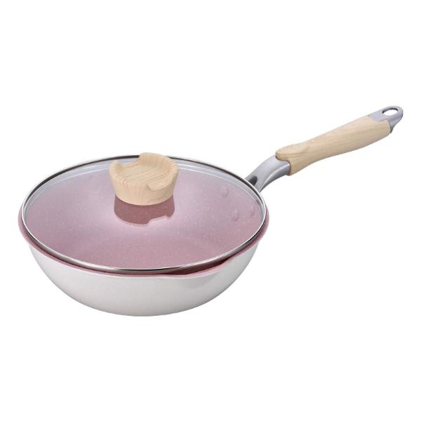 フライパン 深型 24cm Ih対応 ガラス蓋付き 魅せるフライパン ピンクマーブル フッ素樹脂加工 ディープパン ガス火対応 深型フライパン 蓋付きフライパン 3409 リビングート ヤフー店 通販 Yahoo ショッピング