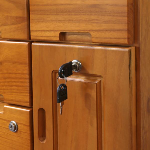 谷村実業 FAX台 多段収納チェスト 桐製 鍵付 幅90cm （ チェスト 収納