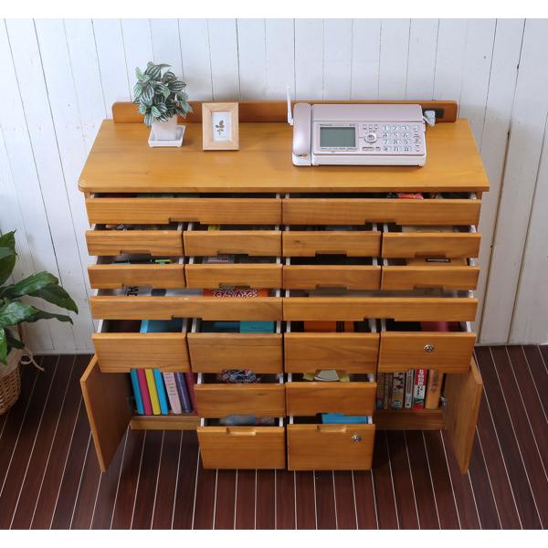 谷村実業 FAX台 多段収納チェスト 桐製 鍵付 幅90cm （ チェスト 収納