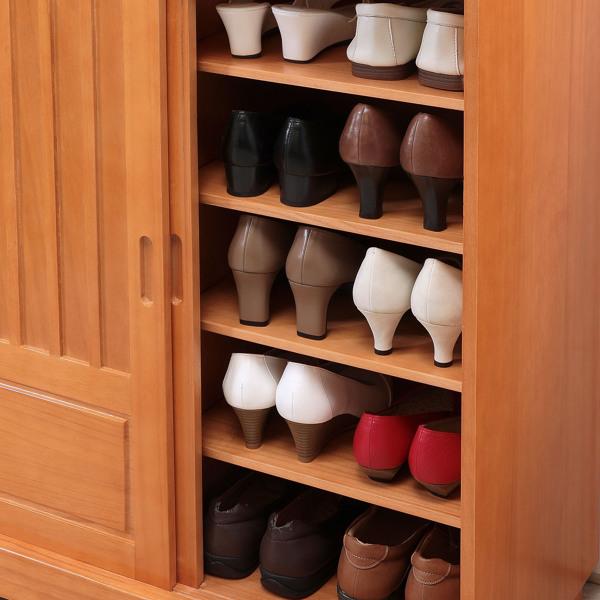 下駄箱 幅115cm 引き戸式 （ 靴箱 和風 靴入れ 玄関収納 玄関 靴 収納 幅115 奥行38.3 高さ95.3 完成品 ） 