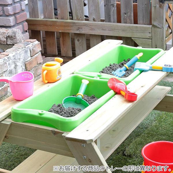 谷村実業 天然木 テーブル 砂場テーブル ガーデンテーブル ベンチ付