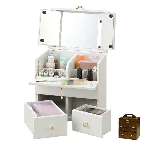 コスメボックス 幅24cm 三面鏡 ドレッサー メイク コスメ 収納 メイクボックス コスメ収納 鏡