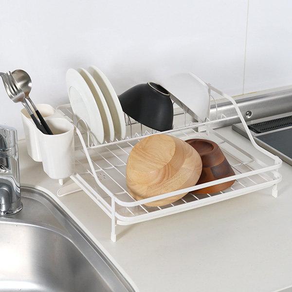 水切りカゴ アレスタ ディッシュ水切りラック 水切りかご 水切りバスケット 水切りラック カトラリーポケット付き 自動排水 水捨て不要 リビングート ヤフー店 通販 Yahoo ショッピング