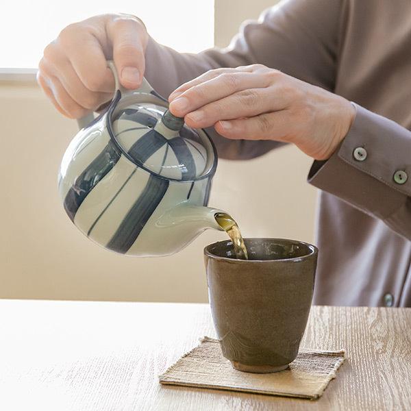 ポット 550ml 染十草 茶こし付き 急須 ティーポット 陶器 （ 食洗機