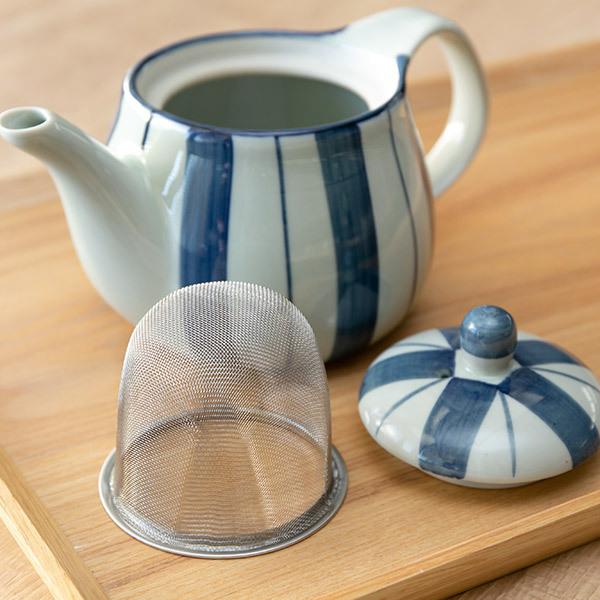ポット 550ml 染十草 茶こし付き 急須 ティーポット 陶器 （ 食洗機