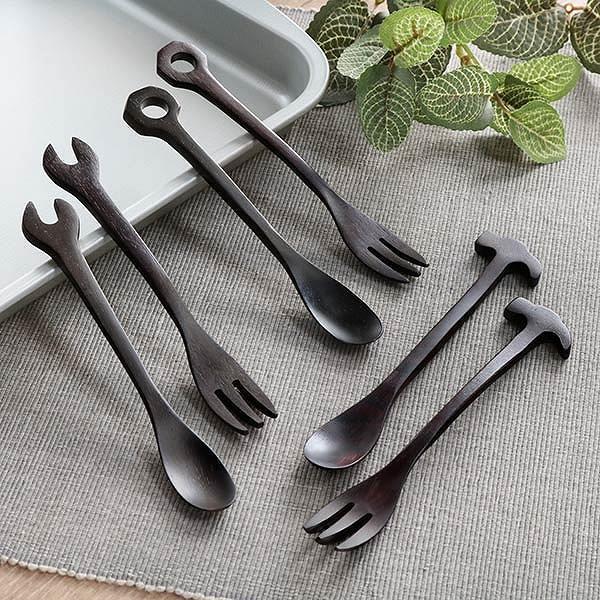 スプーン 14cm ハンマー 工具 天然木 木製 シタン 籐芸 （ ティー