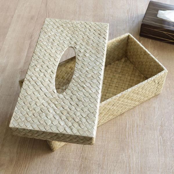 バンブー編み込みティッシュボックス ティッシュケース パンダン 葉 アジアン おしゃれ （ ティッシュ