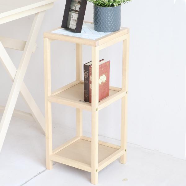 ラック 幅25cm 木製 棚 ミニラック タイル付き サイドラック （ サイド