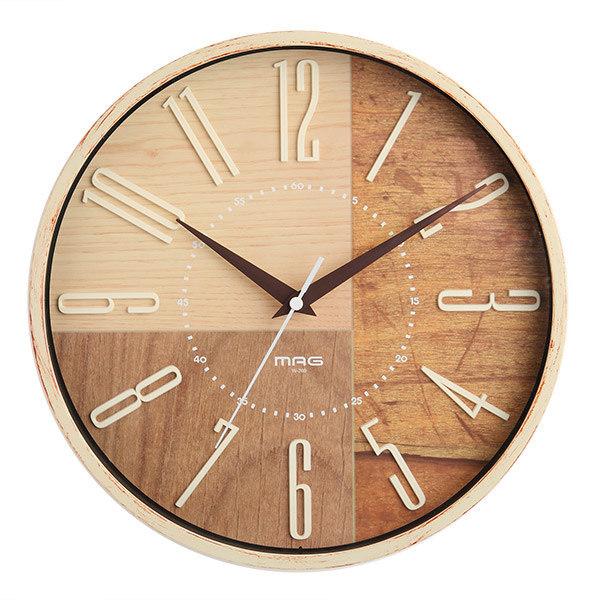 掛け時計 電波掛時計 ココア 立体文字 MAG （ 電波時計 電波 壁掛け