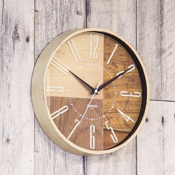 掛け時計 電波掛時計 ココア 立体文字 MAG （ 電波時計 電波 壁掛け