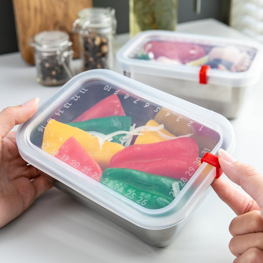 ヨシカワ 保存容器 810ml ステンレス 角型 小 蓋付き 2個組み 燕三条