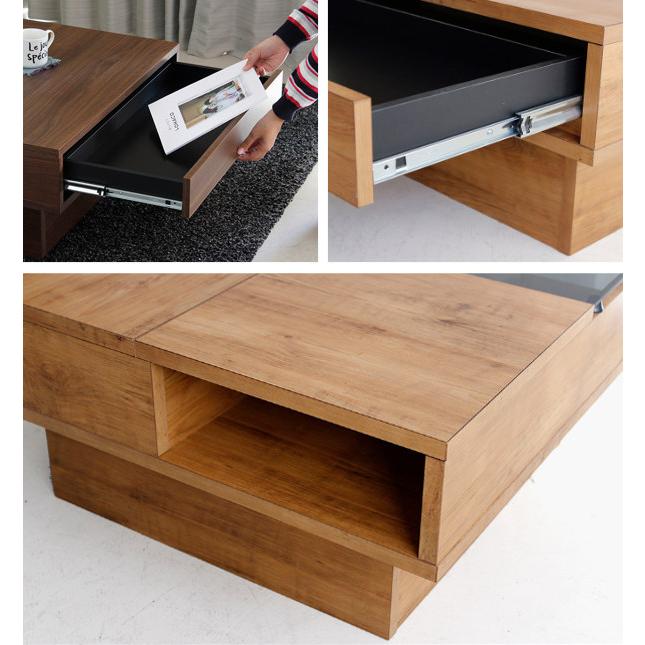 東馬（Tohma） ローテーブル エスニック調 リビングテーブル 引出し付