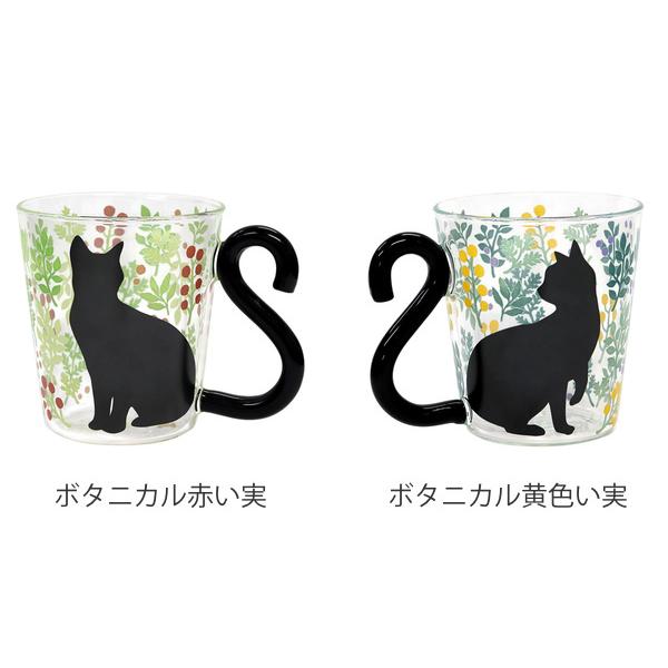 マグカップ 300ml 猫 ネコ ボタニカル マグカップル ガラス コップ 食器 電子レンジ対応 カップ マグ 耐熱ガラス ねこ 花柄 持ち手 ハート リビングート Paypayモール店 通販 Paypayモール