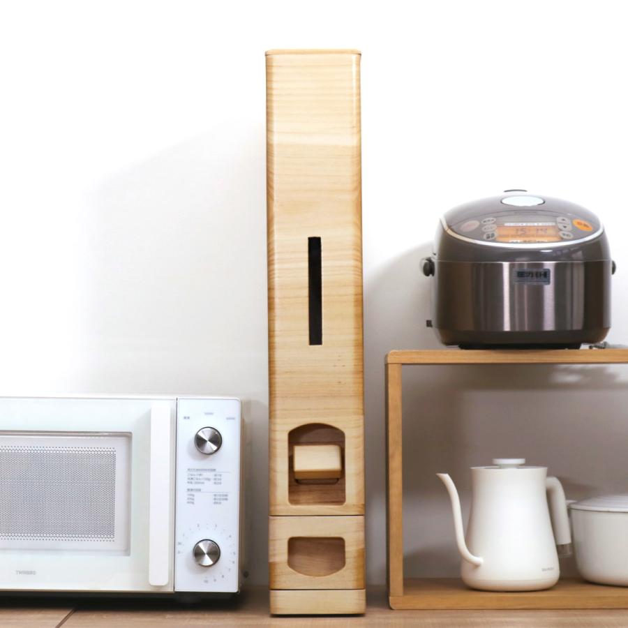 米びつ 10kg用 桐製 スリム 幅12cm キャスター付き スリムライス