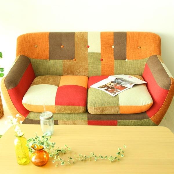 不二貿易（Fuji Boeki） ソファ 幅134cm パッチワーク 二人掛け