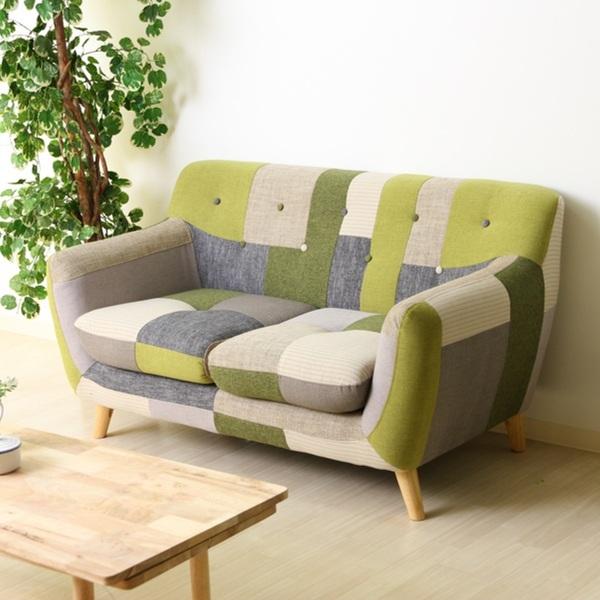 不二貿易（Fuji Boeki） ソファ 幅134cm パッチワーク 二人掛け