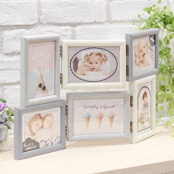 フォトフレーム 多面 6枚 L判 壁掛け 卓上 写真立て NORD BRUN ノード