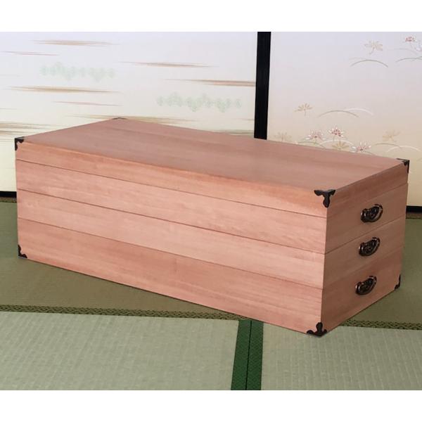 マーゼルン 衣装ケース 桐製 衣裳箱 柿渋染 3段 日本製 幅91cm （ 桐