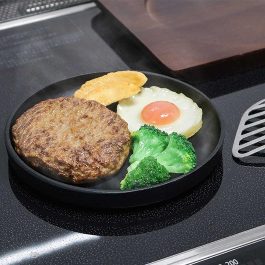 ステーキ皿 17cm スタッキング 木製プレート付き 鋳鉄 IH対応