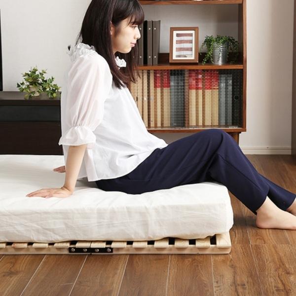 すのこベッド ダブル 2つ折り 檜 木製 天然木 ひのき すのこ ベッド 