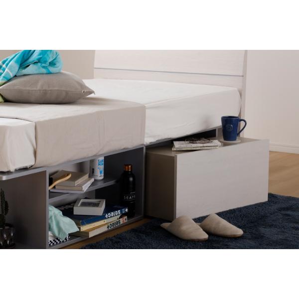 ベッド シングル ヘッドボード サイドテーブル付き 組み立て 簡単 収納