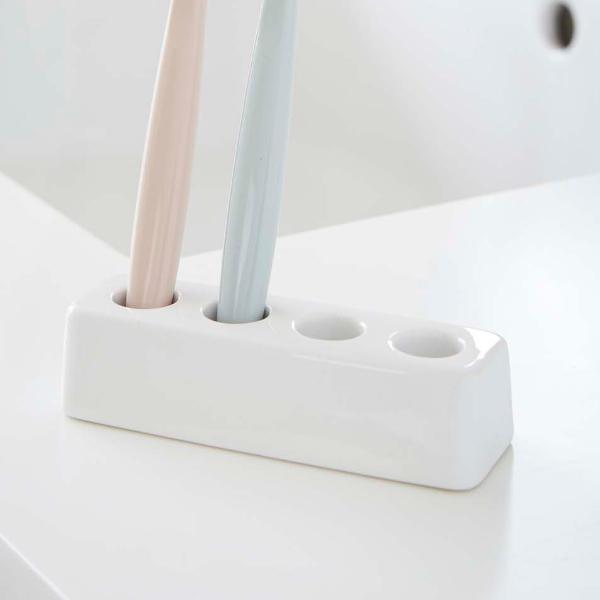 トゥースブラシスタンド プレーン スクエア 歯ブラシスタンド 陶器 山崎実業 歯ブラシ 歯ブラシ置き ホルダー スタンド 歯ブラシ立て 完全送料無料