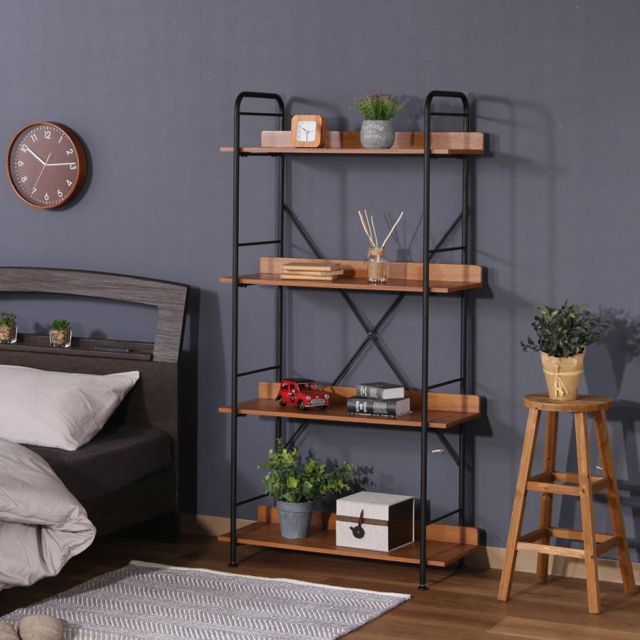 不二貿易 オープンシェルフ 幅71cm 4段 ブルックリン調 スチール