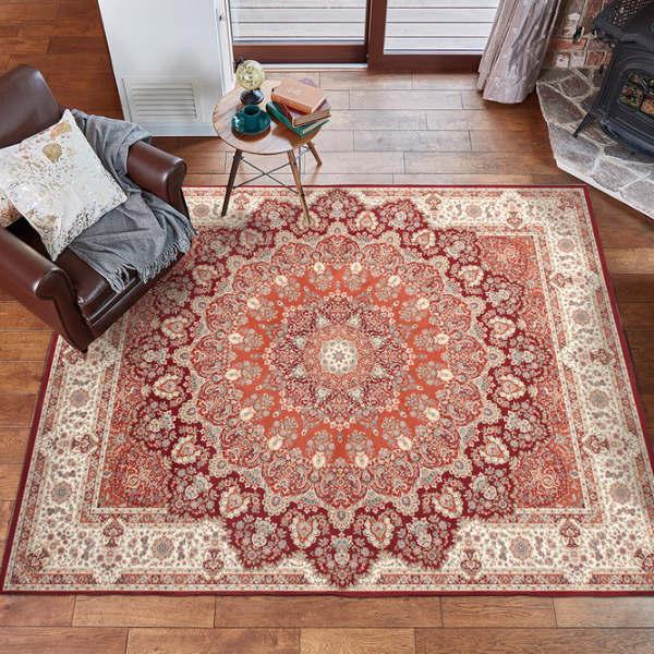 ラグ 230×230cm ラグマット 撥水加工付き 転写プリントラグ