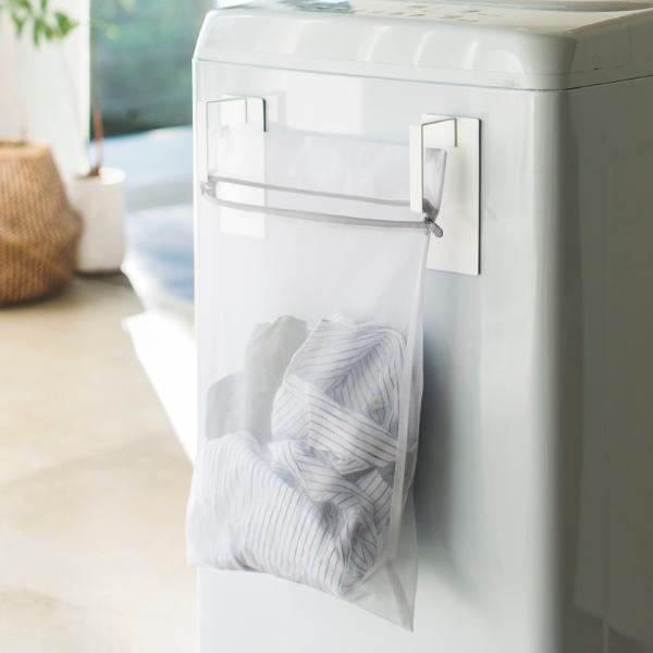 マグネット洗濯ネットハンガー 日本製 プレート 山崎実業 隙間 収納 洗面所 洗面所収納 隙間収納 マグネット 洗濯機横