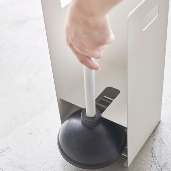 トイレ収納 収納付きラバーカップスタンド タワー Tower 山崎実業 スリム コーナー タワーシリーズ トイレ 通水カップ 隠す 激安特価品 収納