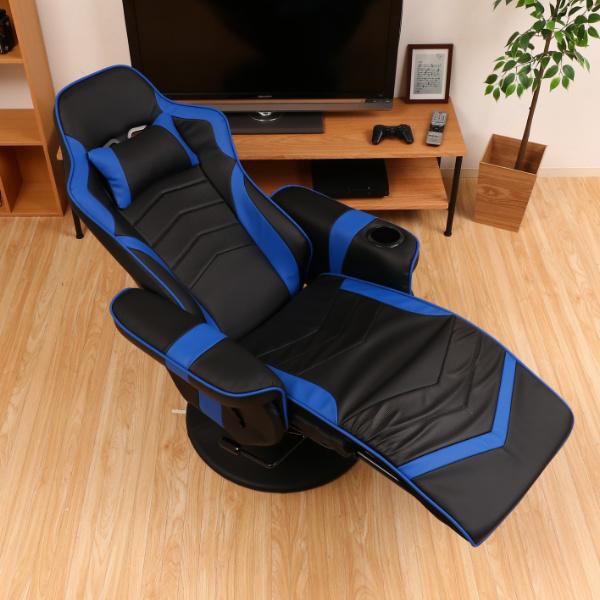 不二貿易 ゲーミングチェア 座面高46〜51cm フットレスト ドリンク