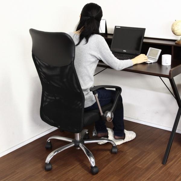 不二貿易 オフィスチェア 座面高42〜52cm メッシュ アームレスト