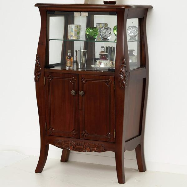クロシオ ガラスキャビネット クラシック調 マホガニー材 幅60cm