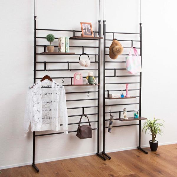 突っ張り ハンガー ラック 幅60cm つっぱり 収納 棚板 S字フック