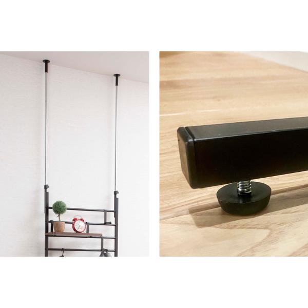 突っ張り ハンガー ラック 幅60cm つっぱり 収納 棚板 S字フック