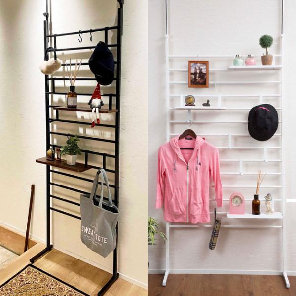 突っ張り ハンガー ラック 幅90cm つっぱり 収納 棚板 S字フック