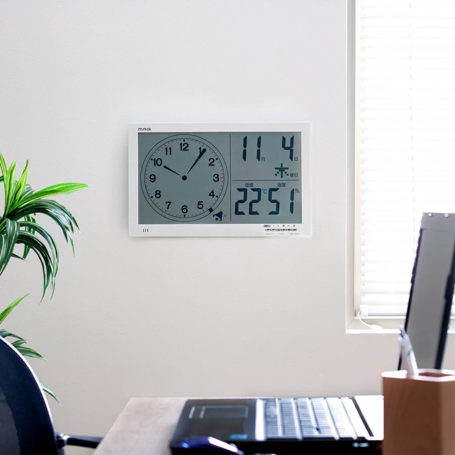 タイマー 大型 時計 温度計 湿度計 カレンダー マグネット付き （ 掛け時計 置き時計 デジタル 大きい ） 