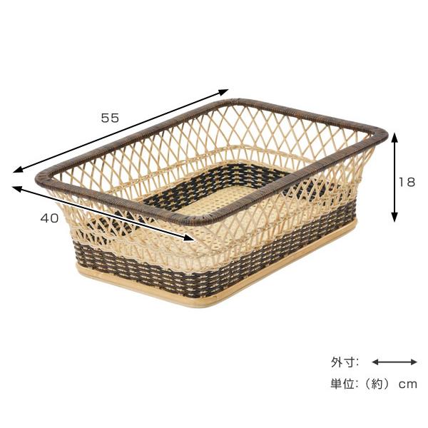 籐製 脱衣カゴ 長方形 ツートーン 編みカゴ ラタン 幅55cm ( 籐 籐製 脱衣カゴ 長方形 ツートーン 編みカゴ ラタン 幅55cm ( 籐