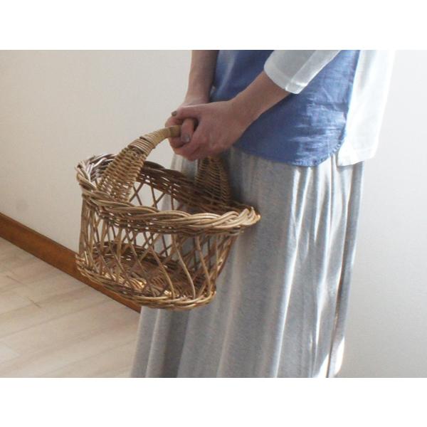 籐 バスケット 持ち手付 楕円型 ラタン製 かご 約幅29cm （ カゴ 籠